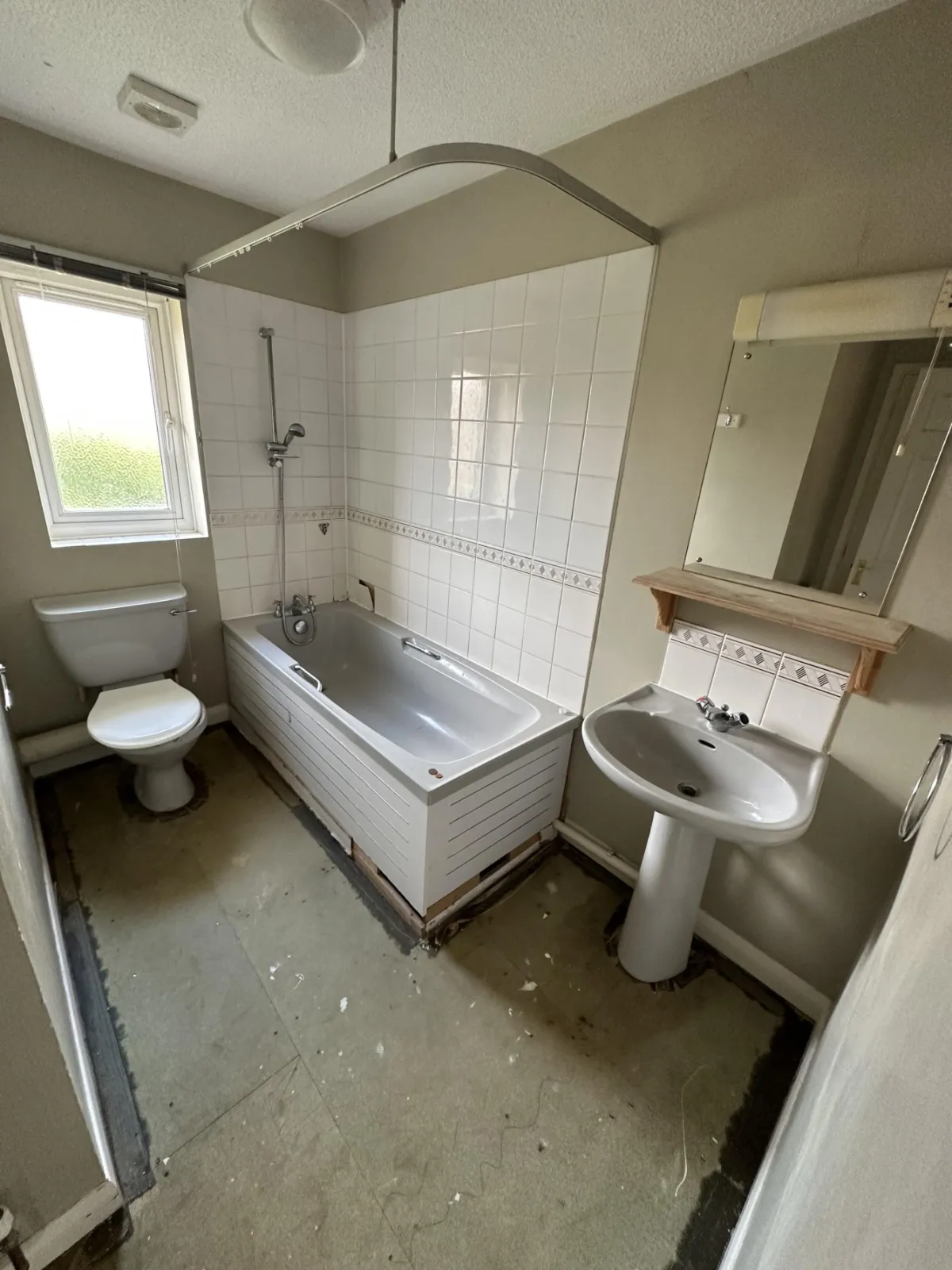 Bath to walk-in shower conversion before